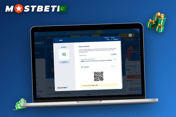 Player reviewing Mostbet deposit method options on a laptop at the cashier screen
